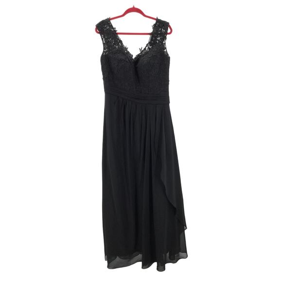 FORMAL PARTY 16 2x plus lace up pleated faux wrap gala maxi dress NEW B131 - Picture 1 of 6